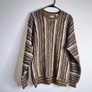Vintage Bachrach Sweater Men’s 3D Knit Textured Multicolor 90s Coogi Style